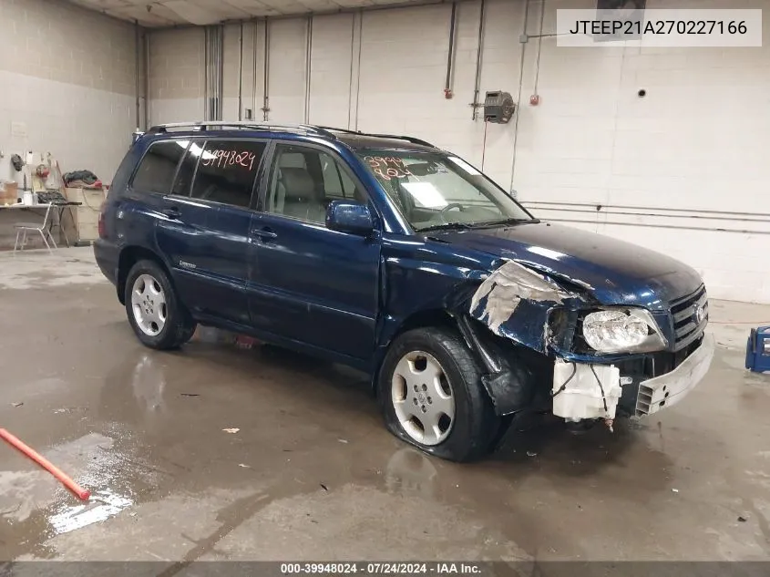 JTEEP21A270227166 2007 Toyota Highlander Limited V6/Sport V6/V6