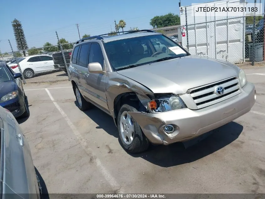 2007 Toyota Highlander Limited V6 VIN: JTEDP21AX70131183 Lot: 39964676