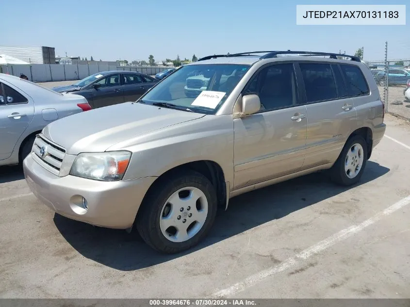 2007 Toyota Highlander Limited V6 VIN: JTEDP21AX70131183 Lot: 39964676