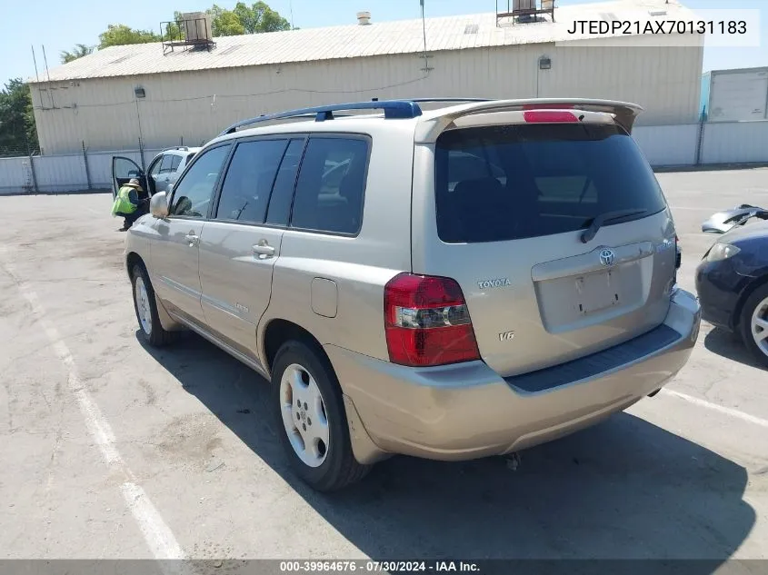 2007 Toyota Highlander Limited V6 VIN: JTEDP21AX70131183 Lot: 39964676