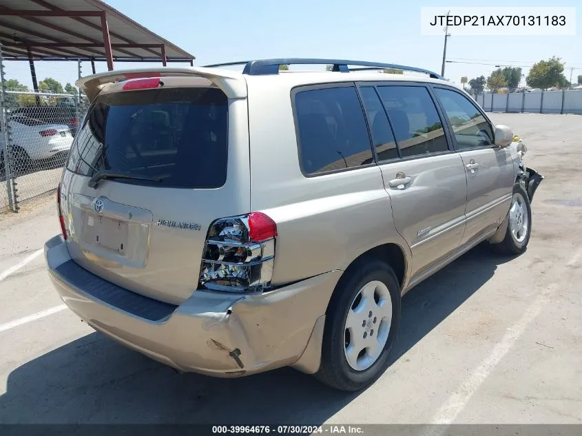 2007 Toyota Highlander Limited V6 VIN: JTEDP21AX70131183 Lot: 39964676