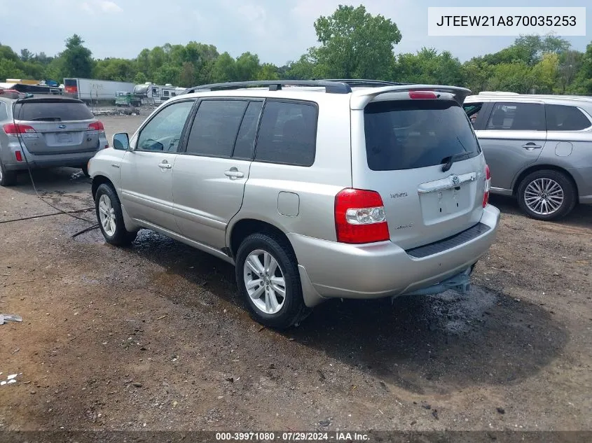 2007 Toyota Highlander Hybrid V6 VIN: JTEEW21A870035253 Lot: 39971080