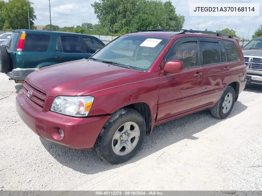 JTEGD21A370168114 2007 Toyota Highlander