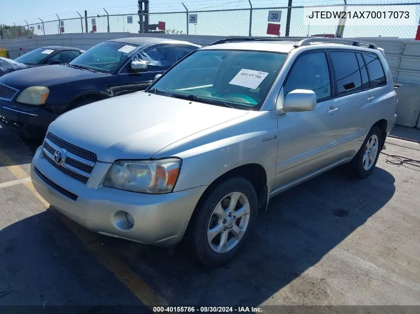 2007 Toyota Highlander Hybrid Limited V6 VIN: JTEDW21AX70017073 Lot: 40155786