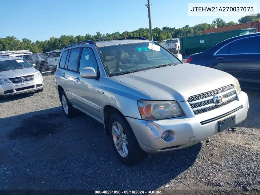 2007 Toyota Highlander Hybrid VIN: JTEHW21A270037075 Lot: 40291898