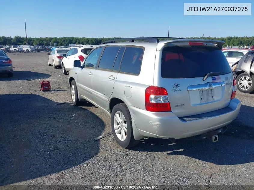 2007 Toyota Highlander Hybrid VIN: JTEHW21A270037075 Lot: 40291898