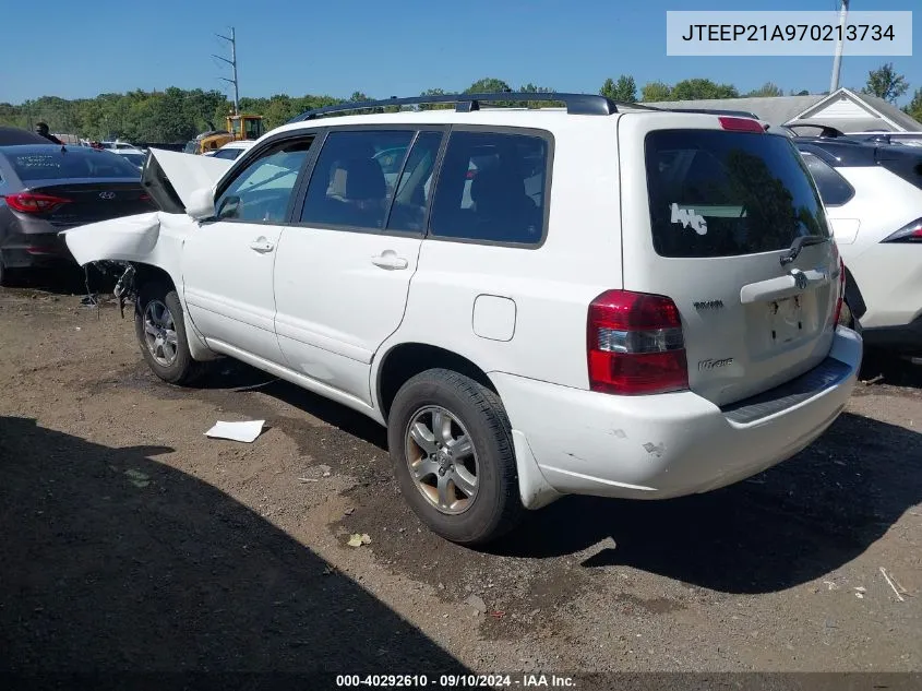 2007 Toyota Highlander V6 VIN: JTEEP21A970213734 Lot: 40292610