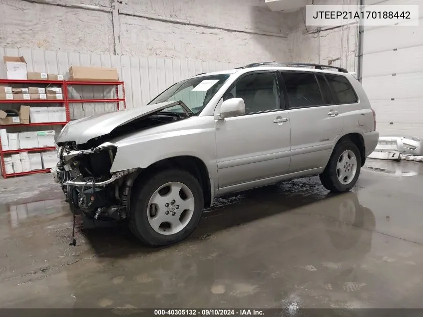 2007 Toyota Highlander Limited V6 VIN: JTEEP21A170188442 Lot: 40305132