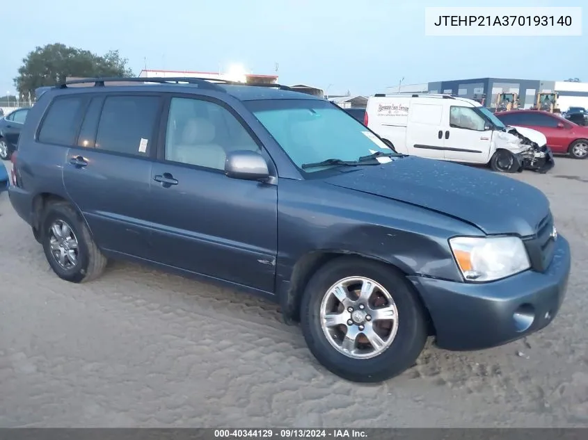 2007 Toyota Highlander Sport VIN: JTEHP21A370193140 Lot: 40344129