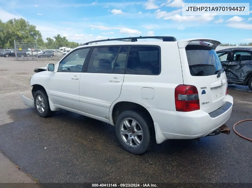 2007 Toyota Highlander Sport VIN: JTEHP21A970194437 Lot: 40413146