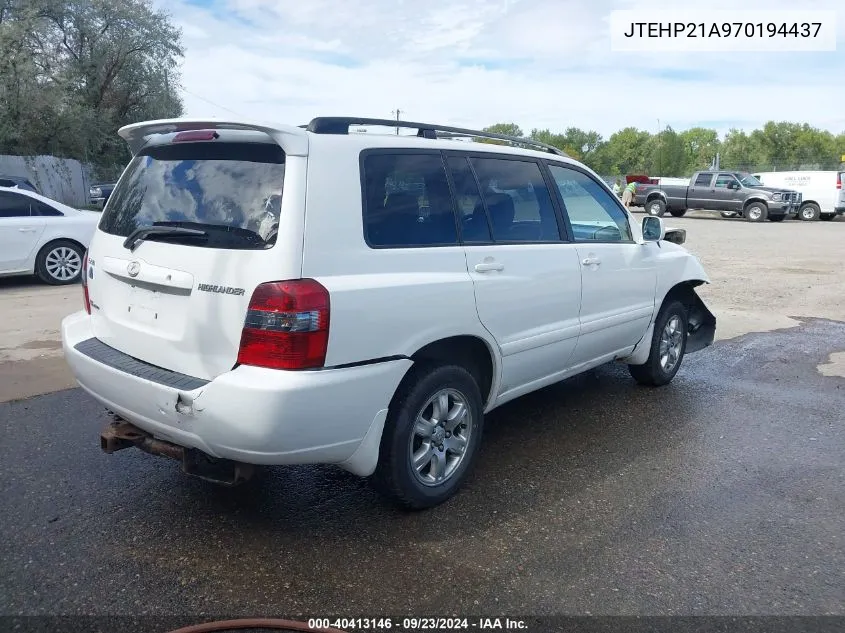 2007 Toyota Highlander Sport VIN: JTEHP21A970194437 Lot: 40413146