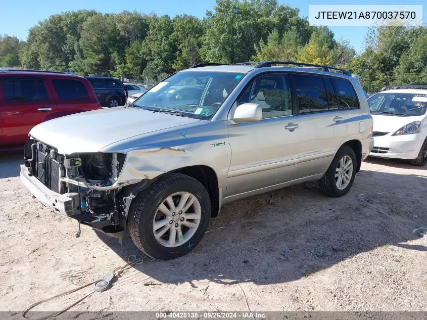 JTEEW21A870037570 2007 Toyota Highlander Hybrid V6