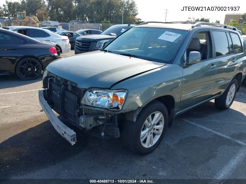 JTEGW21A070021937 2007 Toyota Highlander Hybrid V6