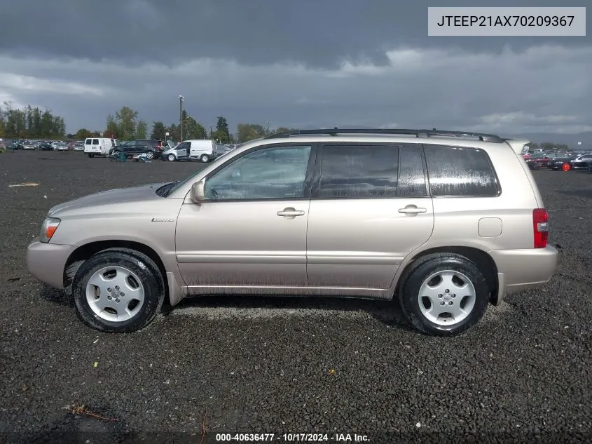 2007 Toyota Highlander Limited V6 VIN: JTEEP21AX70209367 Lot: 40636477