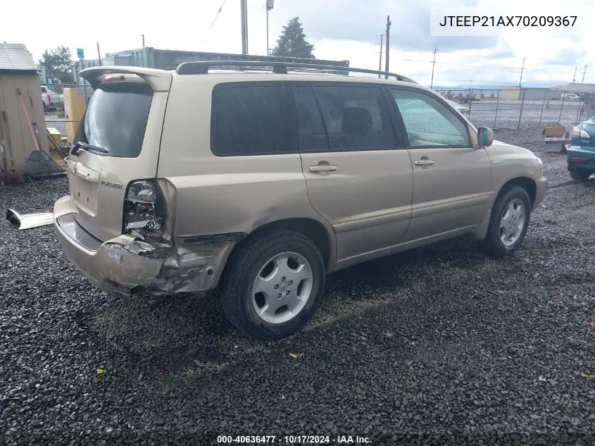 2007 Toyota Highlander Limited V6 VIN: JTEEP21AX70209367 Lot: 40636477