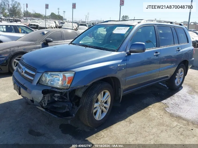 2007 Toyota Highlander Hybrid Limited V6 VIN: JTEEW21A870048780 Lot: 40652797