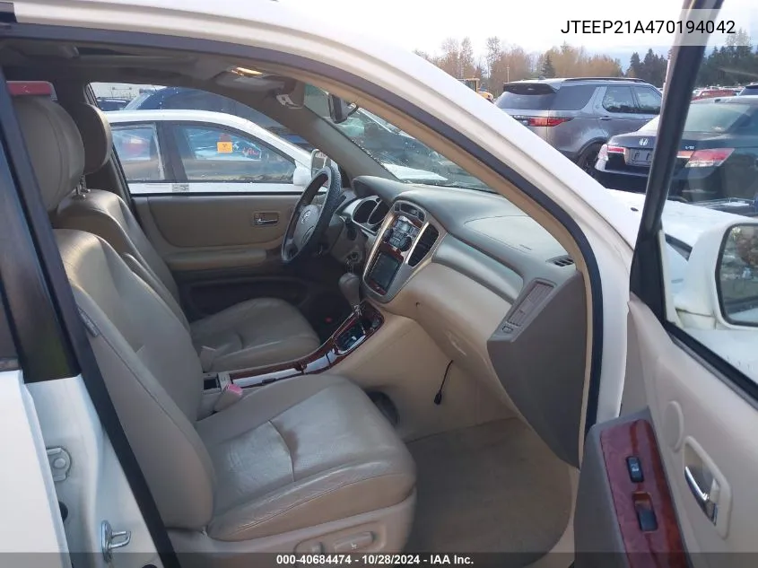 JTEEP21A470194042 2007 Toyota Highlander Limited V6