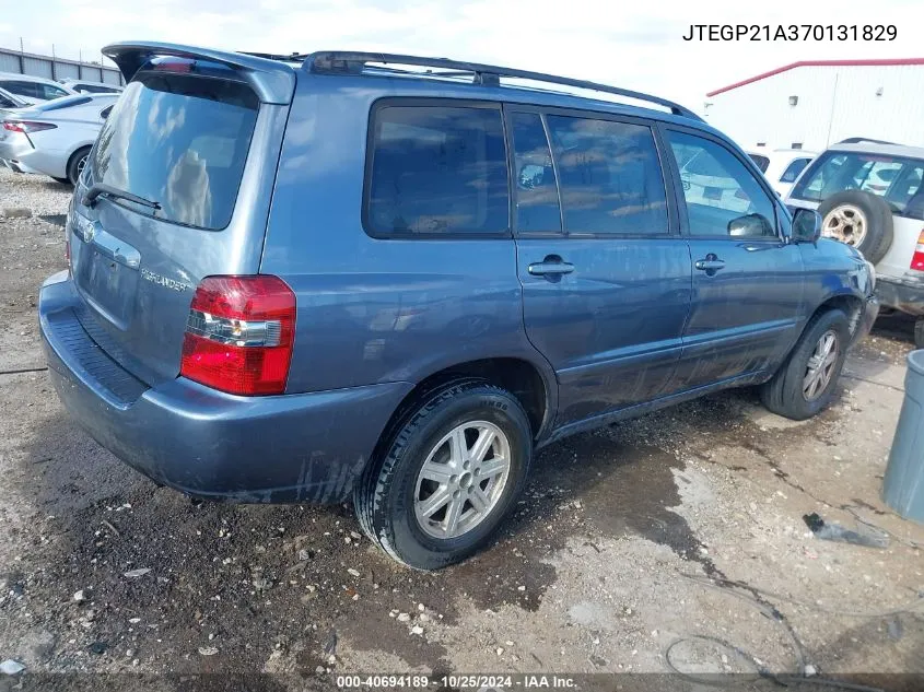 2007 Toyota Highlander V6 VIN: JTEGP21A370131829 Lot: 40694189