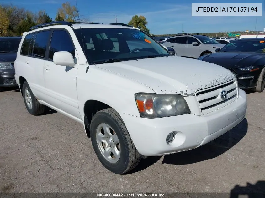 2007 Toyota Highlander VIN: JTEDD21A170157194 Lot: 40694442