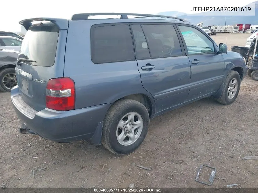 JTEHP21A870201619 2007 Toyota Highlander V6