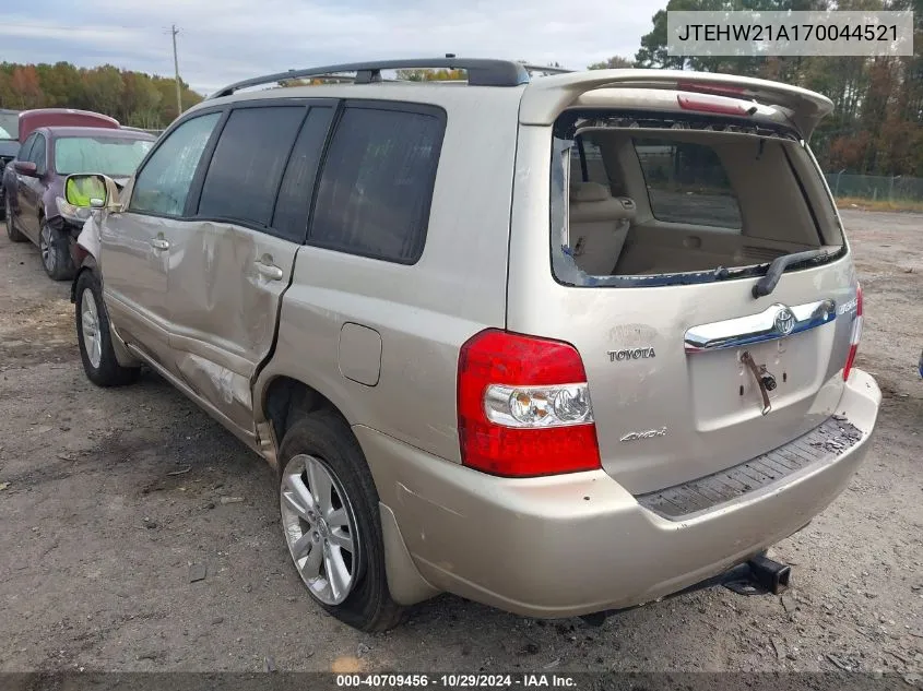 JTEHW21A170044521 2007 Toyota Highlander Hybrid V6