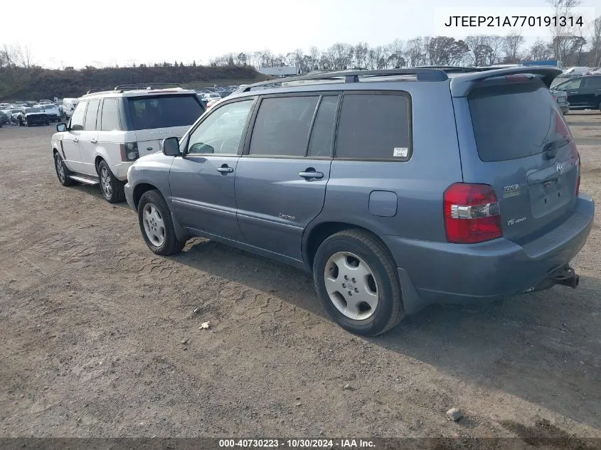 JTEEP21A770191314 2007 Toyota Highlander Limited V6