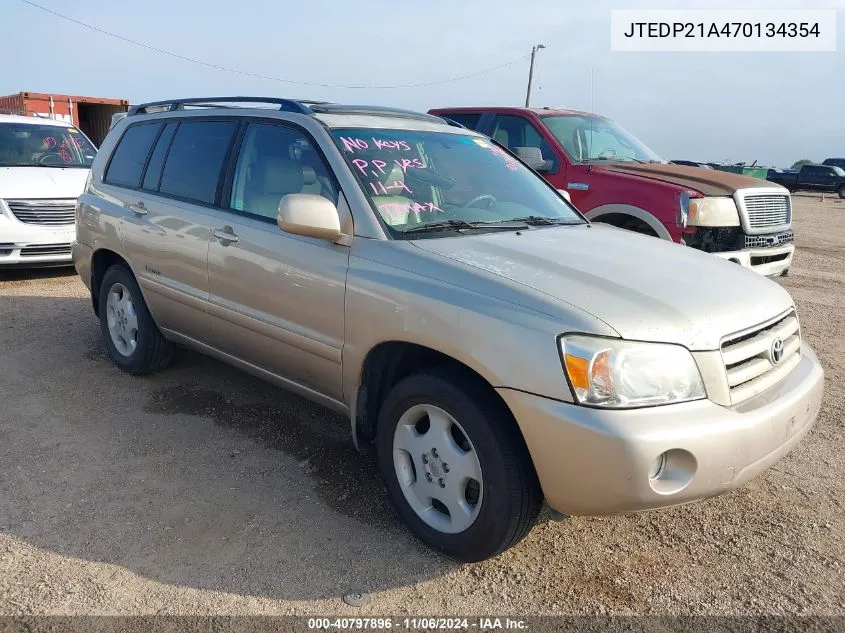 2007 Toyota Highlander Limited V6 VIN: JTEDP21A470134354 Lot: 40797896