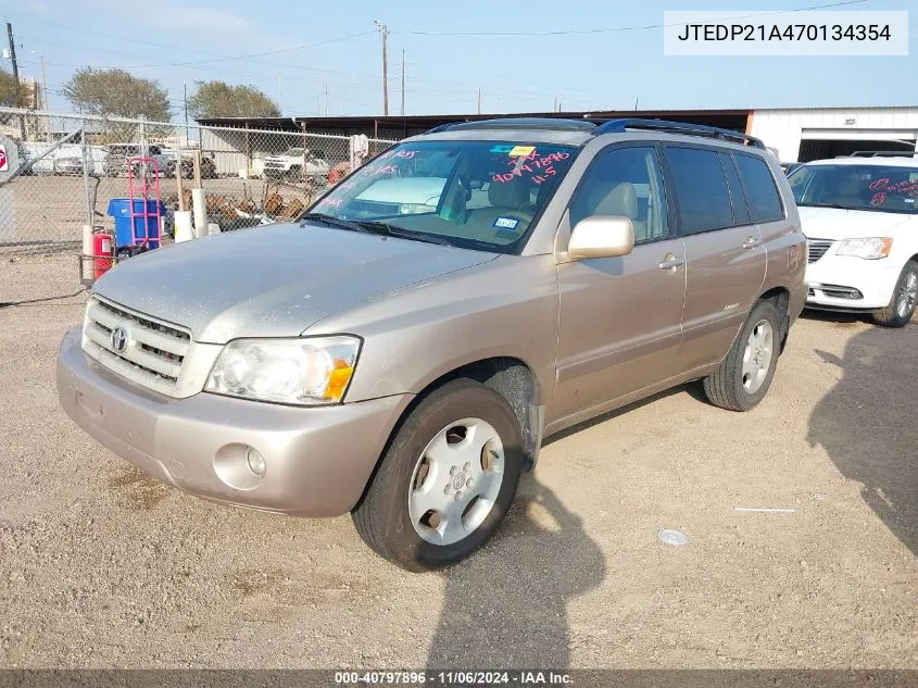 2007 Toyota Highlander Limited V6 VIN: JTEDP21A470134354 Lot: 40797896