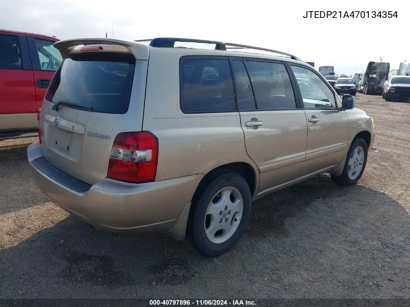 2007 Toyota Highlander Limited V6 VIN: JTEDP21A470134354 Lot: 40797896