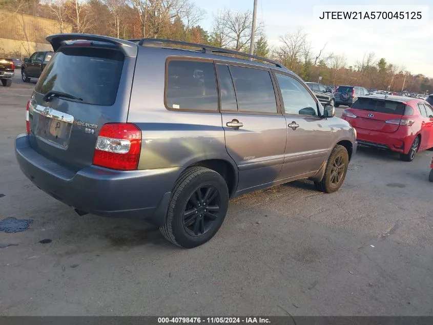 2007 Toyota Highlander Hybrid Limited V6 VIN: JTEEW21A570045125 Lot: 40798476