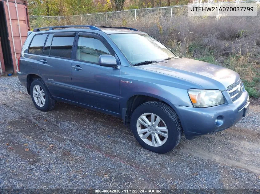 2007 Toyota Highlander Hybrid Limited V6 VIN: JTEHW21A070037799 Lot: 40842830