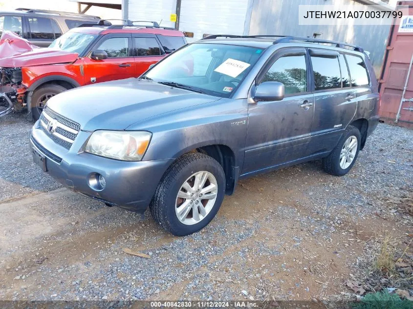 2007 Toyota Highlander Hybrid Limited V6 VIN: JTEHW21A070037799 Lot: 40842830