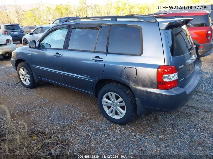 2007 Toyota Highlander Hybrid Limited V6 VIN: JTEHW21A070037799 Lot: 40842830