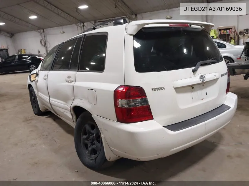 2007 Toyota Highlander VIN: JTEGD21A370169036 Lot: 40866086