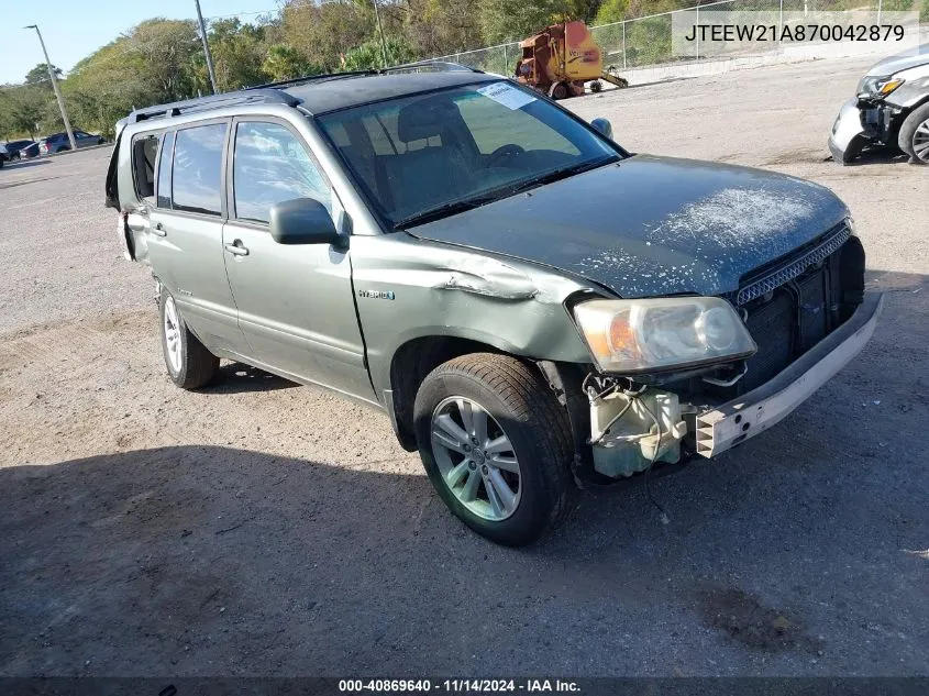 2007 Toyota Highlander Hybrid Limited V6 VIN: JTEEW21A870042879 Lot: 40869640