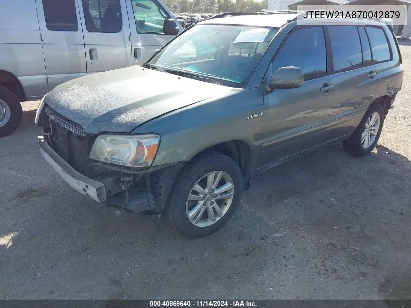 2007 Toyota Highlander Hybrid Limited V6 VIN: JTEEW21A870042879 Lot: 40869640