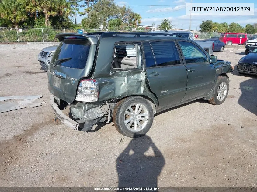 2007 Toyota Highlander Hybrid Limited V6 VIN: JTEEW21A870042879 Lot: 40869640