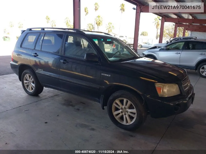 2007 Toyota Highlander Hybrid Limited V6 VIN: JTEEW21A970041675 Lot: 40874020