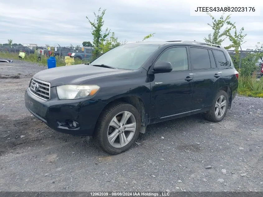 2008 Toyota Highlander Sport VIN: JTEES43A882023176 Lot: 12062039