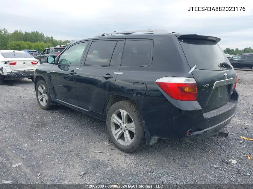 2008 Toyota Highlander Sport VIN: JTEES43A882023176 Lot: 12062039