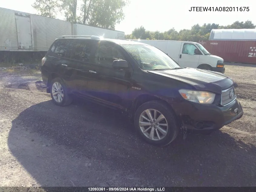 2008 Toyota Highlander Hybrid Hybrid VIN: JTEEW41A082011675 Lot: 12093361