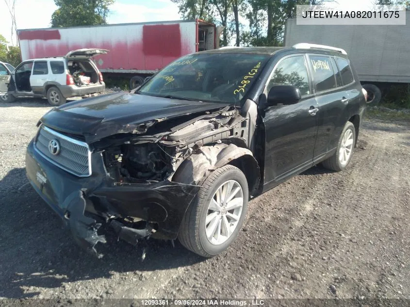 2008 Toyota Highlander Hybrid Hybrid VIN: JTEEW41A082011675 Lot: 12093361