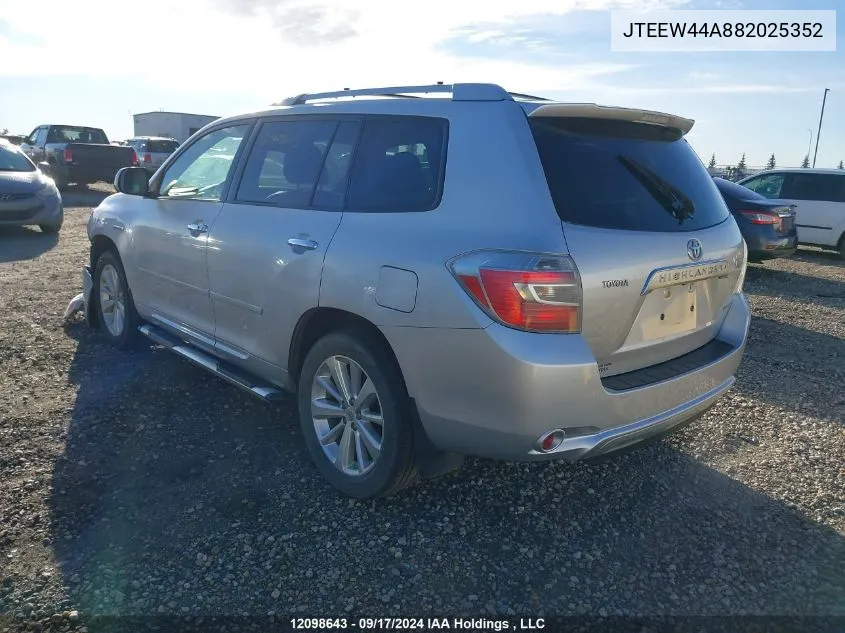 JTEEW44A882025352 2008 Toyota Highlander Hybrid Limited