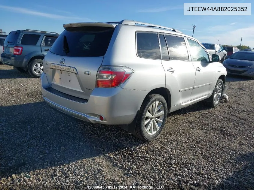 JTEEW44A882025352 2008 Toyota Highlander Hybrid Limited