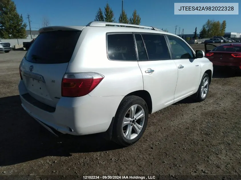 2008 Toyota Highlander Limited VIN: JTEES42A982022328 Lot: 12102234