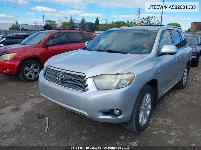 2008 Toyota Highlander Hybrid Limited VIN: JTEEW44A582001333 Lot: 12117549