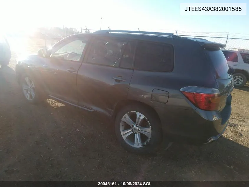 2008 Toyota Highlander Sport VIN: JTEES43A382001585 Lot: 30045161