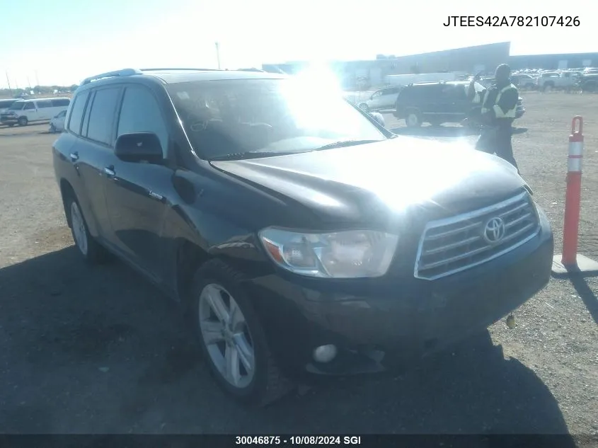 2008 Toyota Highlander Limited VIN: JTEES42A782107426 Lot: 30046875