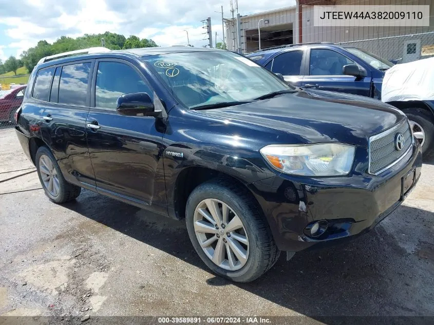 2008 Toyota Highlander Hybrid Limited VIN: JTEEW44A382009110 Lot: 39589891