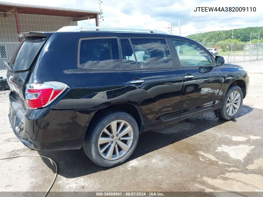 2008 Toyota Highlander Hybrid Limited VIN: JTEEW44A382009110 Lot: 39589891